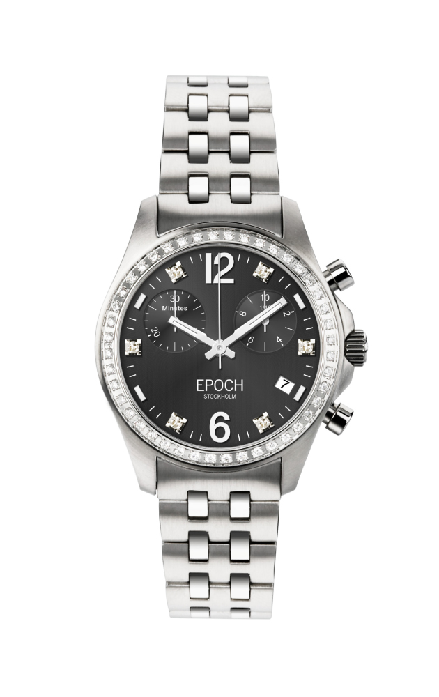 First Lady Chronograph Full Diamond Metal Gray